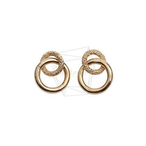 PDT-2727-G【2個入り】ダブルラウンドペンダント/Double Round Earring Charm