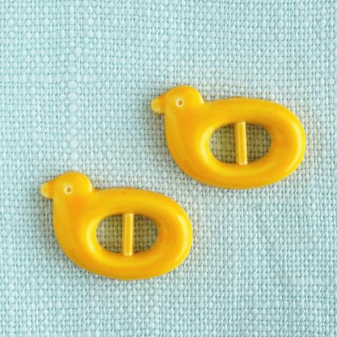 (3個) 水鳥のボタン 18mm 黄色　フランス製