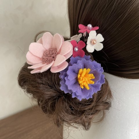 お花の髪飾り ヘアピン 造花 No.58