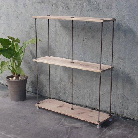 SALE10％off【即納＆送料無料】wood iron shelf 710*600*180〈サンドカラー〉アイアン 棚 ラック シェルフ 鉄 木 収納棚 シャビー オープンラック 両面棚 本棚