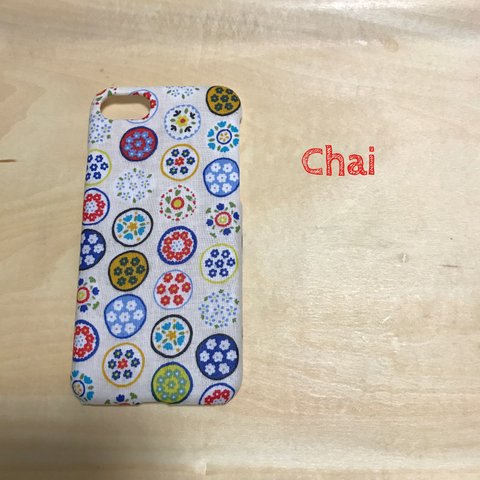 No.182 新作 カラフルお花プレート  クリーム  iPhoneケース