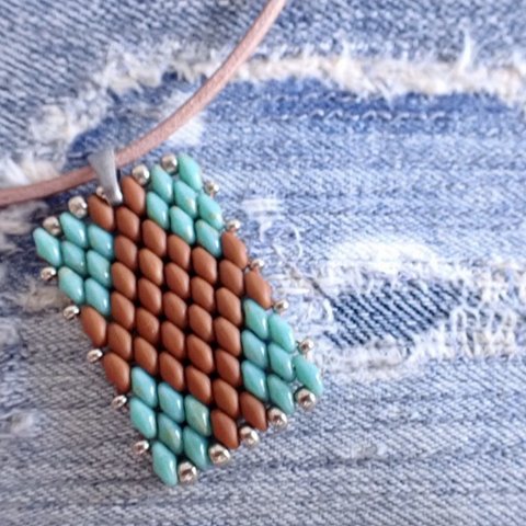 natural leather necklace - green turquoise