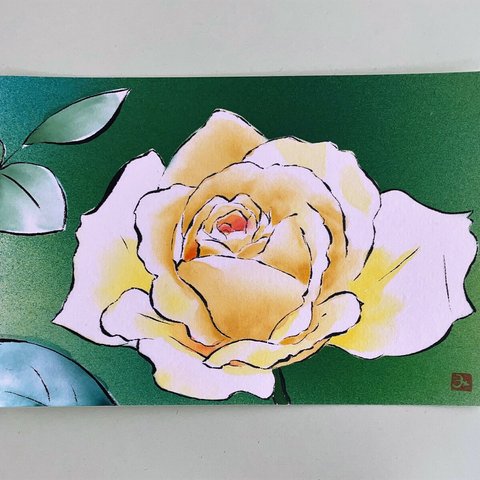 【原画】「黄色いバラ（薔薇）」　花の絵　インテリア　絵画　アート