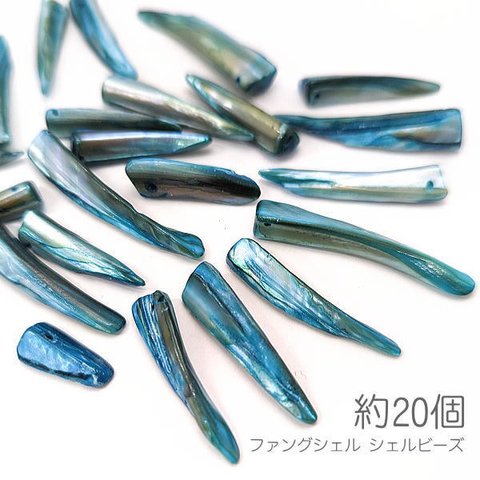 ai013/シェルビーズ 18mm～40mm程度 ファングシェル ランダム マリン 夏のハンドメイド 約20個