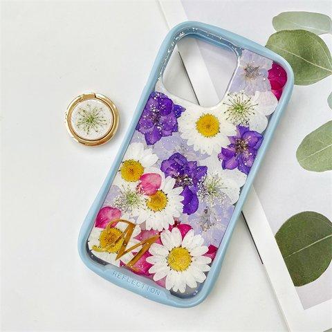 紫陽花、iFace風押し花スマホケース、全機種対応、ストラップホルダ一、手帳型、iPhone15、iPhone14、iPhone15Pro、iPhone15plus、iPhone13、iPhone12