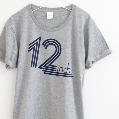 12インチレコードTシャツ【ヘザーグレー】 ユニセックス 半袖クルーネックTシャツ