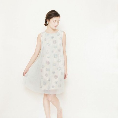 【special price】bijoux print One piece mint gray