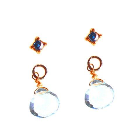 2way - 水色 - Blue Sapphire & Aquamarine Earrings/Pierce