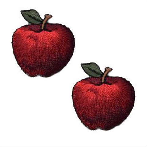 アップリケワッペン りんご刺繍 2枚　W-0067 アップル 林檎 フルーツ 果物 入園入学