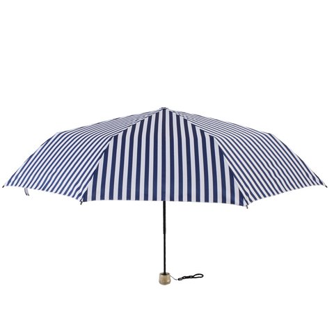 竹のハンドル折りたたみ傘 晴雨兼用 stripe navy ALCEDO 162001 日傘 雨傘 ストライプ  ネイビー