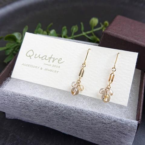 ルチルクオーツ【Rutile quartz】 可憐な３粒ピアス