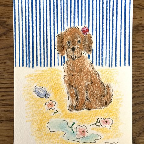 【わらってごまかす犬】　額入り　原画