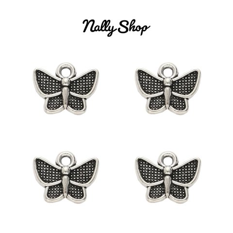 【10個】Mini Butterfly Charm Silver【M-445】