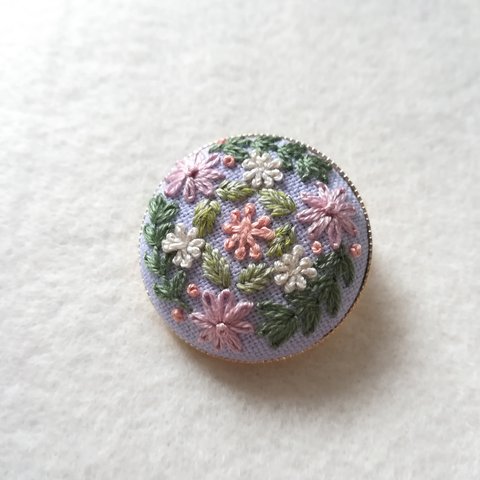 刺繍フラワーブローチ(バチカン付)✿flower brooch (purple)