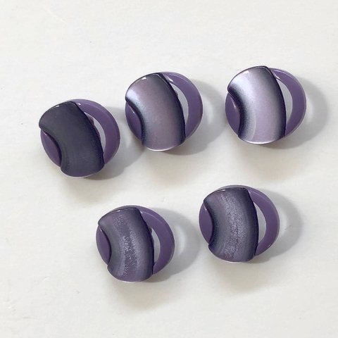 レトロ 楕円形 ボタン パープル 15mm×14mm 5個セット ac-024