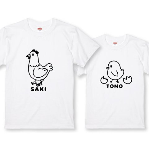 送料無料 名入れ無料♪親子Ｔシャツ２枚 めんどり+ひよこＴシャツ Tシャツカラー全3色 綿素材