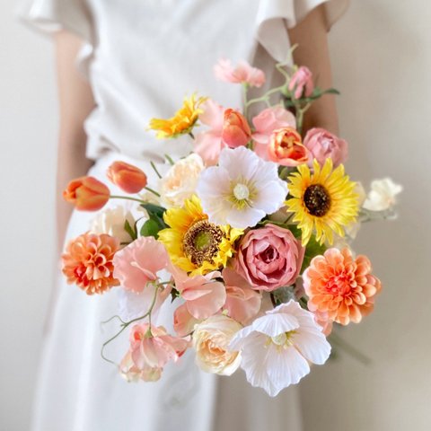 ひまわりブーケ silkflower wedding bouquet
