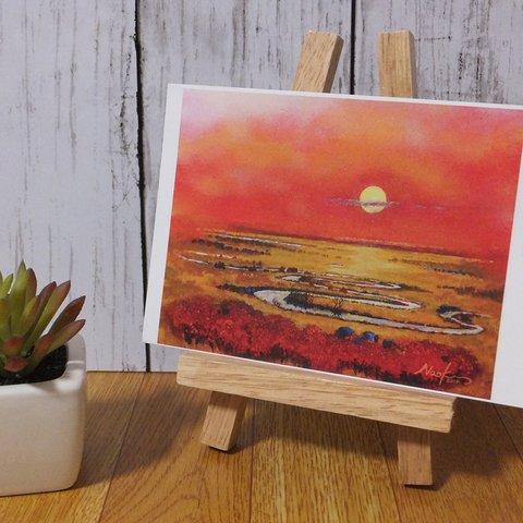 ポストカード【釧路の夕情】　絵画／北海道