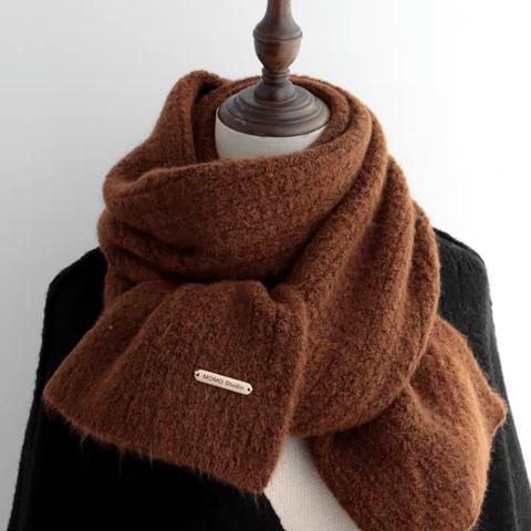 茶色、毛糸マフラー、編みのマフラー、秋、冬のマフラー、防寒対策