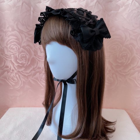 編み上げヘッドドレス  黒×黒