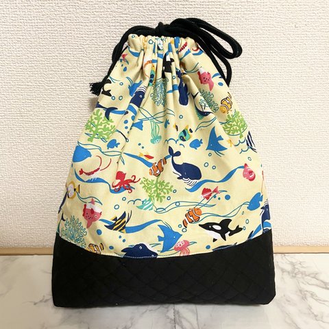 ラスト一点/お名前刺繍、サイズ変更不可/お着替え袋【海の生き物】