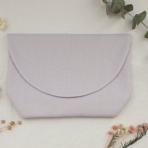 ラベンダーコーデュロイ💝横入れお弁当袋＊開閉をマジックテープかプラスナップお選び頂けます☺️