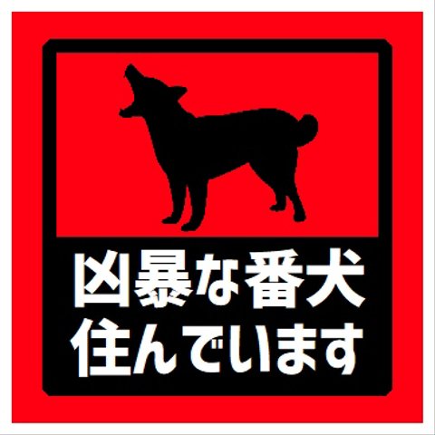 玄関 マグネットステッカー 凶暴な番犬住んでます