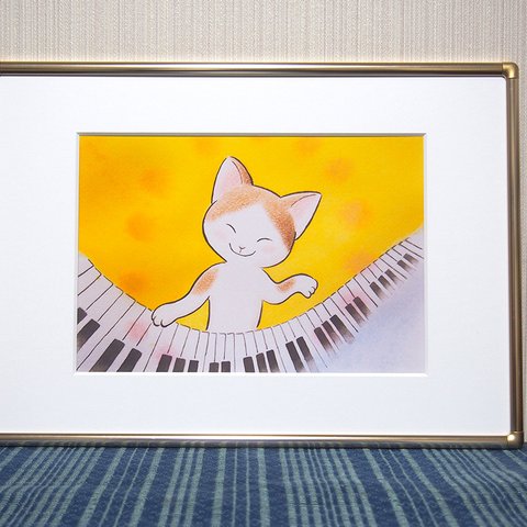 ポスターA4　No.8「ハッピータイムねこ」