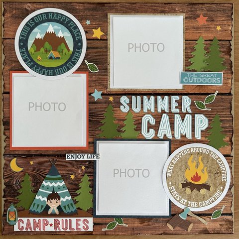 ＊SALE スクラップブッキング 12インチ 完成品 SUMMER CAMP 〜THE GREAT OUTDOORS 〜