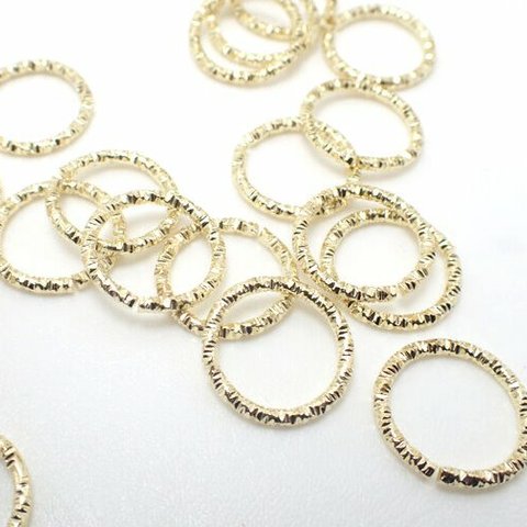 【26個】10ｍｍX線径１ｍｍ★刻み模様入まるかん　★ゴールド