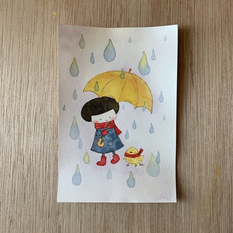 sold out「急ぎ足で」　原画　送料無料　水彩画