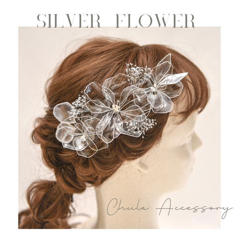 - 玻璃 - GlassFlower SILVER アメリカンフラワーヘッドドレス 髪飾り