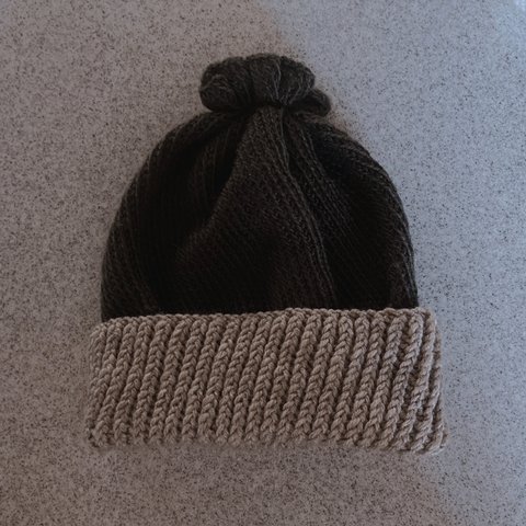 ニット帽(黒×グレー)