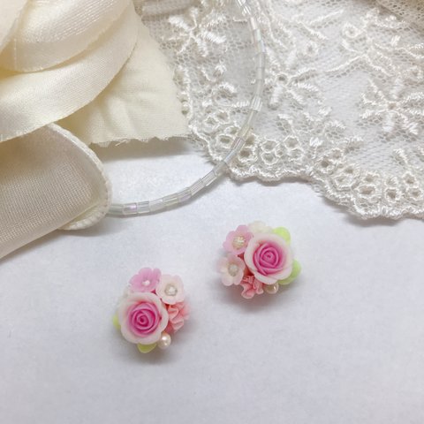 グラデーション  ピンク　小さな   薔薇  小花  お花 ブーケ   4