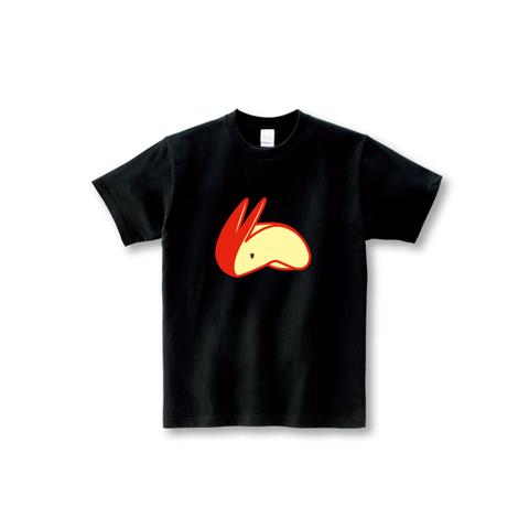 【160】キッズTシャツ：リンゴうさぎ〈ブラック〉