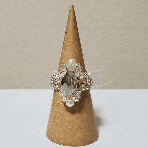 訳あり・カットガラス・薄グレー・ジュピター・Ring