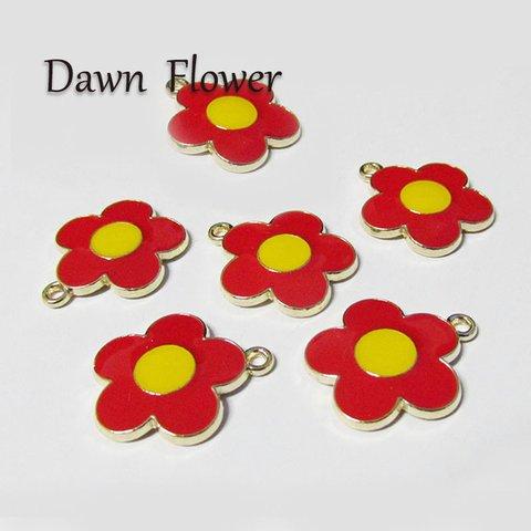 【D-1212】10pcs　花　22×20mm　レッド　チャーム　ハンドメイドパーツ