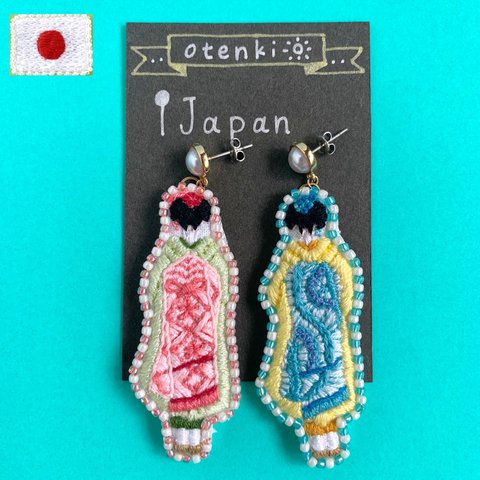 【刺繍ピアス】日本 / 舞妓さん姉妹