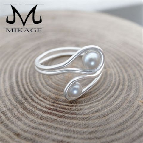 Clutch Pearl Ring：銀９２５シルバーアコヤ真珠リング