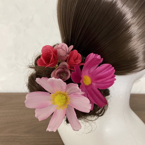 お花の髪飾り ヘアピン 造花 コスモス No.49