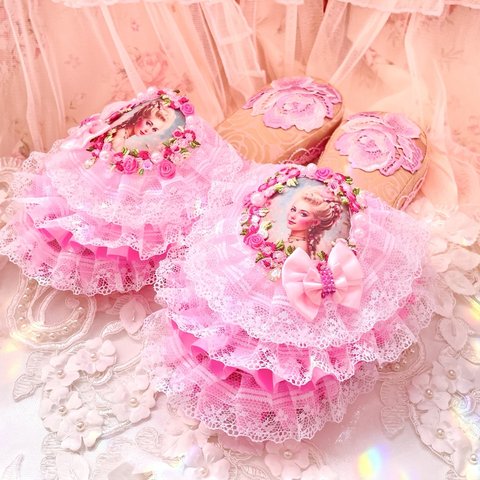 🌹Rococo🌹華やかレース・Room shoes・【マリーアントワネット】Rose Pink・送料無料