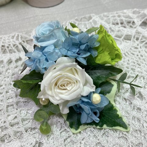 ＊blue corsage＊ プリザーブドフラワーのコサージュ　卒業式　卒園式　入学式　入園式　発表会　フォーマル　フラワーアレンジメント