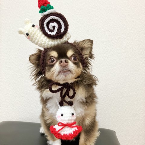 犬用＆猫用 カタツムリロールケーキチョコ味🍫🐌💞被り物 梅雨の時期に！！ てるてる坊主