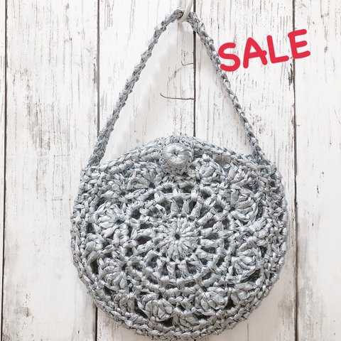 ♡SALE♡ビニール紐のまんまるミニバッグ(シルバー)