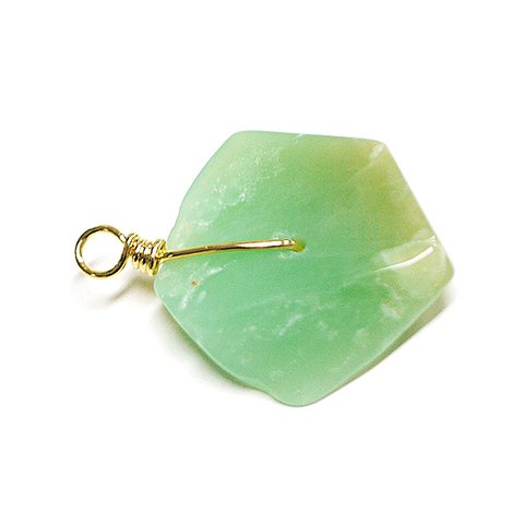 再販【1個】1点もの！オーストラリア産chrysoprase緑玉髄ゴールドチャーム、パーツ