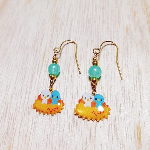 No.1408  鳥の巣のピアス☆