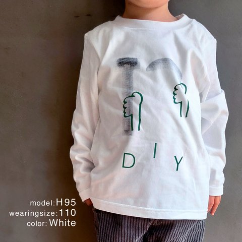 DIY トンカチとバナナ 長袖 ロンT 子供服 カットソー 110,130cm