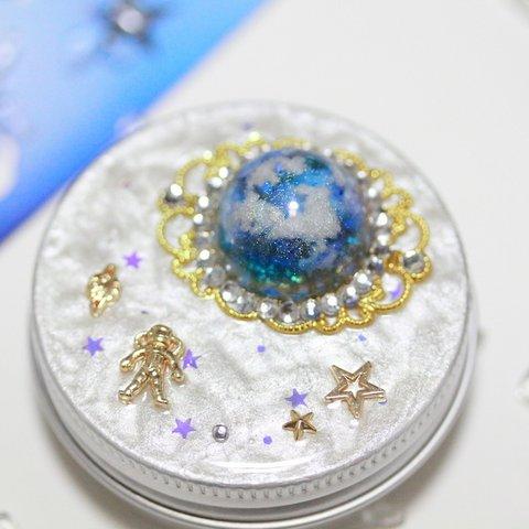 青　White clouds　小物入れ　★雲と宇宙　５５ｍｍ