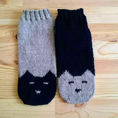手編みの猫ソックス □受注制作