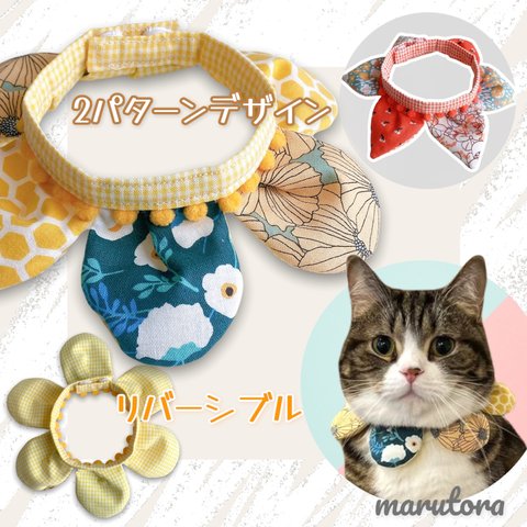 ぷっくり🐈お花になっちゃう？🌼猫の首輪🌸イエロー